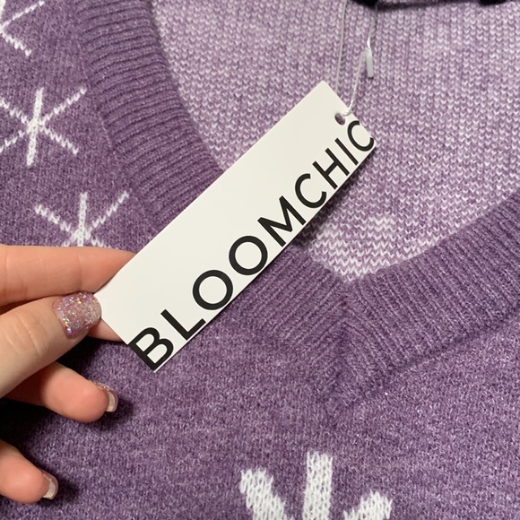 Purple snowflake sweater PLUS SIZE - Picture 2 of 5